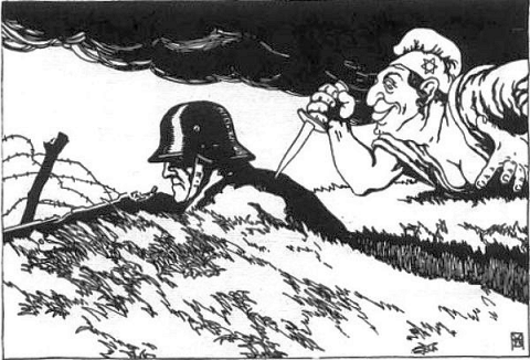 Pre-war German propaganda image of the 'backstabbing Jew'
